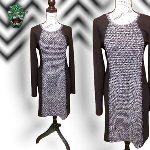 HEM & Thread Black & Gray Thermal Knit Sweater Dress, Medium